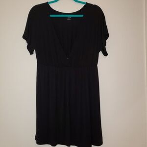 a.n.a Little MIni  Black Dress with Elastic Waist and Plunging Neck Line 186